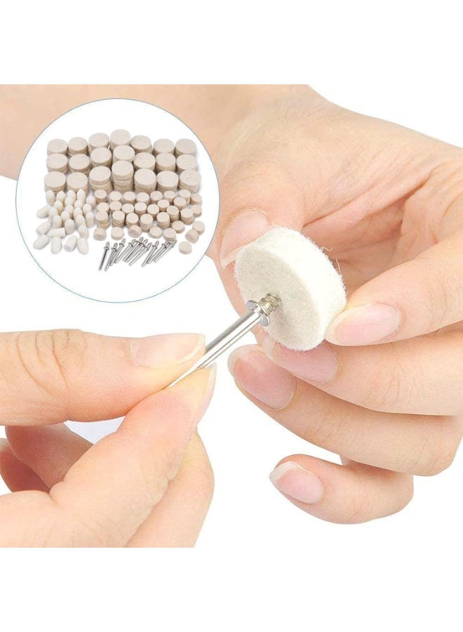 145Pcs Felt Polishing Buffing Wheel Wool Felt Polishing Pad Wheel Professional Accessories, Point & Mandrel 1/8" Shank Kit for Rotary Tools - Image 3