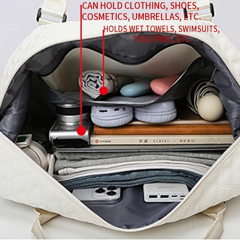 Keoferlo Quilted Travel Bag Overnight Gym Tote Duffel Carry On Blue Traveling Weekend Sports Bag for Women - Image 4