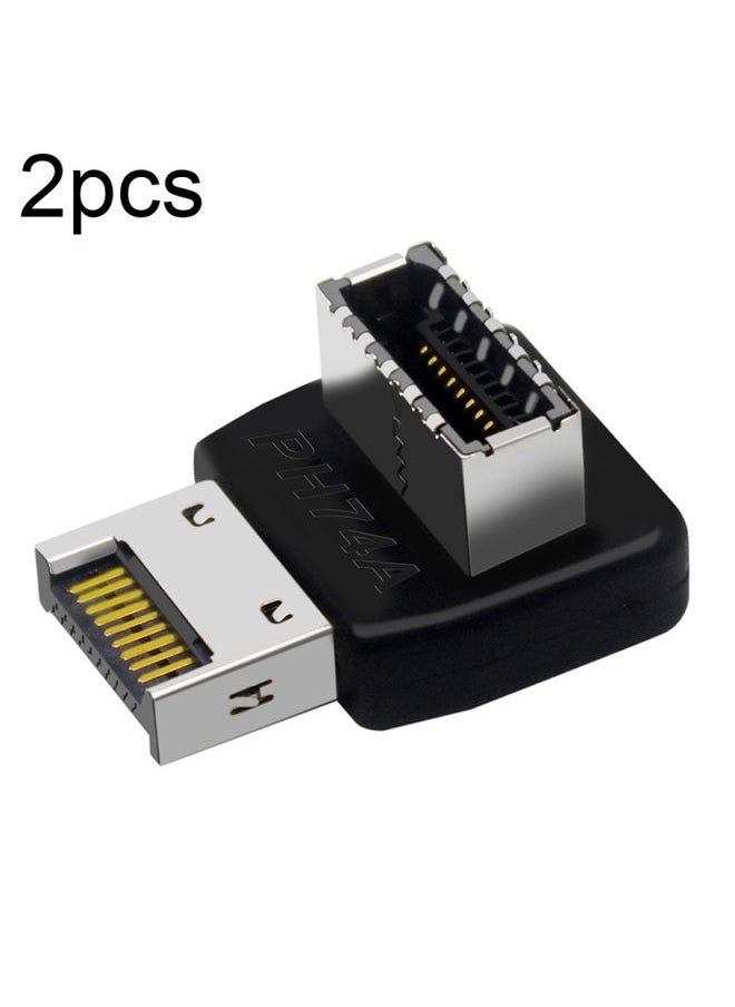 BURAQ 2pcs USB3.1 Type-E Computer Motherboard Interface 90 Degrees Elbow Front Type-C Adapter(PH74A)  - Image 1