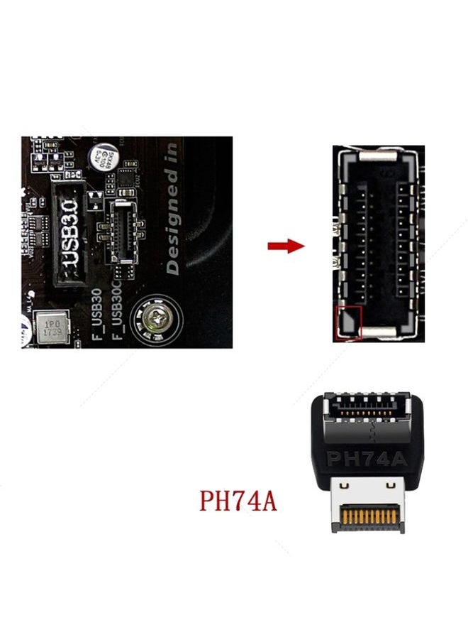 BURAQ 2pcs USB3.1 Type-E Computer Motherboard Interface 90 Degrees Elbow Front Type-C Adapter(PH74A)  - Image 2