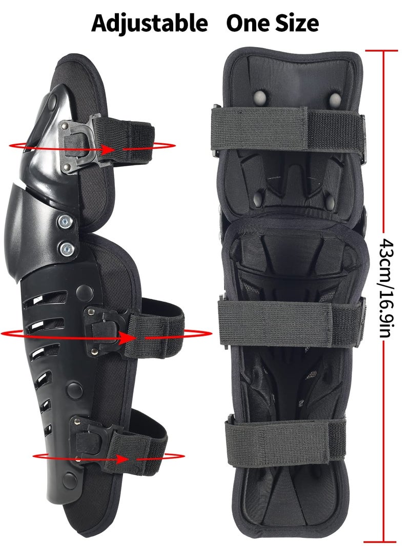 RIDBIKER Movable Knee Shin Guard Pads 3 Sections Adjustable Breathable Knee Pads Protector Armor for Motorcycle Cycling Racing Long Leg Sleeve Gear Crashproof 1 Pair (Lengthen, Black) - Image 2