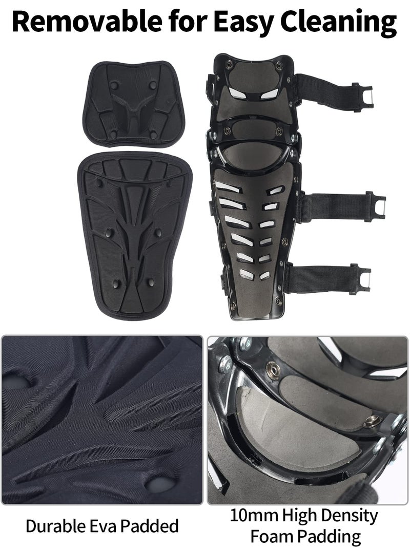 RIDBIKER Movable Knee Shin Guard Pads 3 Sections Adjustable Breathable Knee Pads Protector Armor for Motorcycle Cycling Racing Long Leg Sleeve Gear Crashproof 1 Pair (Lengthen, Black) - Image 5
