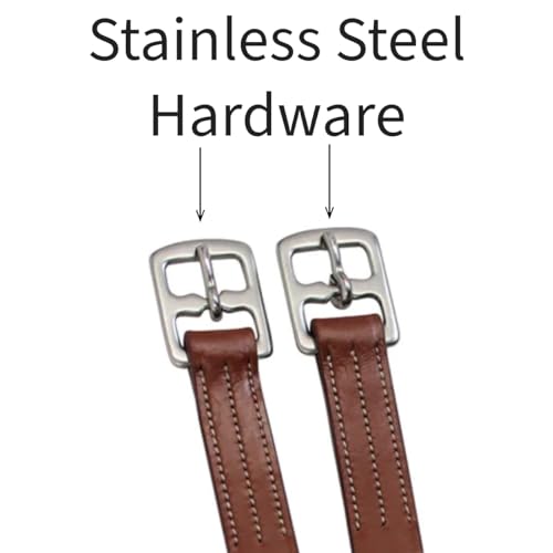 Paris Tack Schooling English Stirrup Leathers for Daily Use with One Year Warranty (54" (Adult), Havana) - Image 3