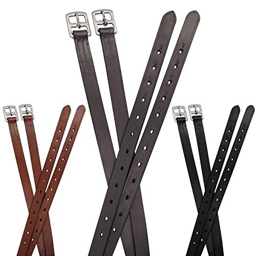 Paris Tack Schooling English Stirrup Leathers for Daily Use with One Year Warranty (54" (Adult), Havana) - Image 1