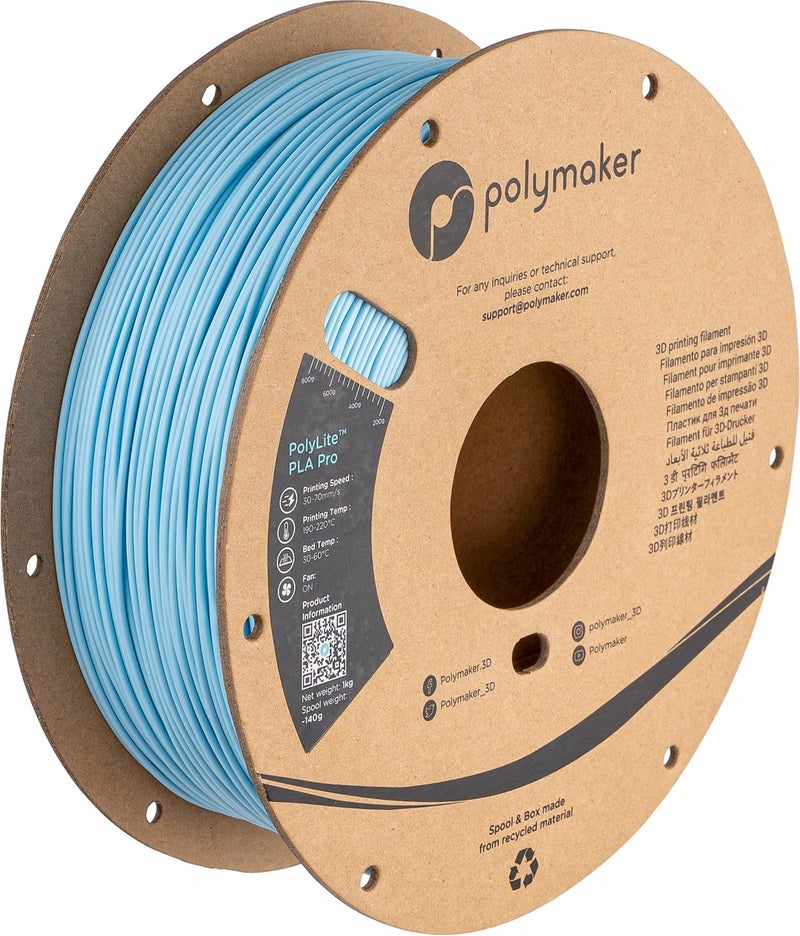 Polymaker PLA PRO Filament 175mm 1kg Tough High Rigidity Light Blue 3D Printing Filament PolyLite PLA PRO 3D Printer Filament 175mm Print with Most 3D Printers