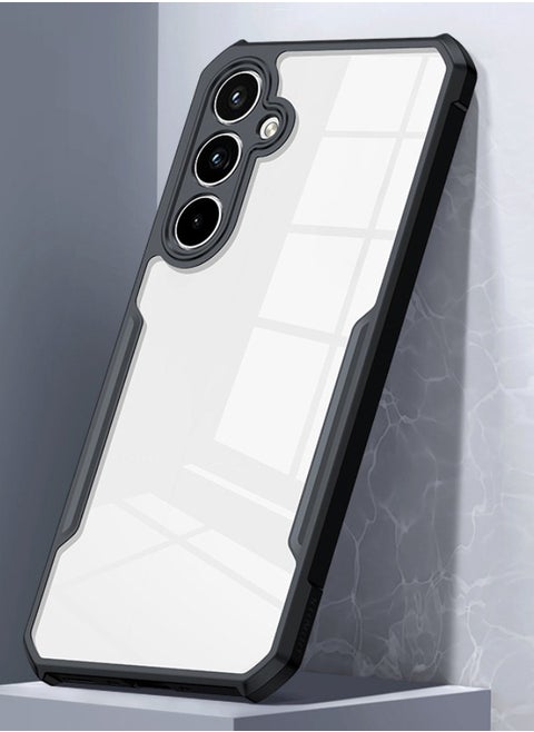 حافظة هاتف Samsung Galaxy A-55، لوحة خلفية صلبة شفافة من البولي كربونات + غطاء إطار ناعم من مادة TPU باللون الأسود، حافظة مقاومة للصدمات من الدرجة العسكرية لهاتف Galaxy A-55، غطاء خلفي فائق مضاد للسقوط