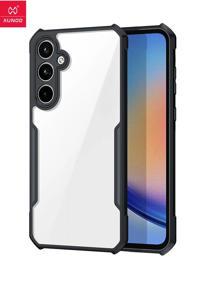 إكسوند حافظة هاتف Samsung Galaxy A-55، لوحة خلفية صلبة شفافة من البولي كربونات + غطاء إطار ناعم من مادة TPU باللون الأسود، حافظة مقاومة للصدمات من الدرجة العسكرية لهاتف Galaxy A-55، غطاء خلفي فائق مضاد للسقوط  - Image 3