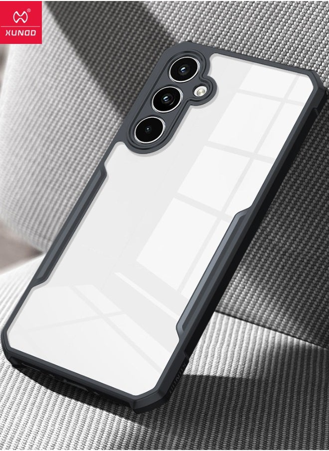 إكسوند حافظة هاتف Samsung Galaxy A-55، لوحة خلفية صلبة شفافة من البولي كربونات + غطاء إطار ناعم من مادة TPU باللون الأسود، حافظة مقاومة للصدمات من الدرجة العسكرية لهاتف Galaxy A-55، غطاء خلفي فائق مضاد للسقوط  - Image 4