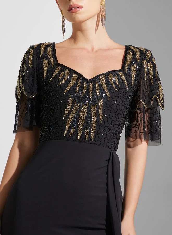 Virgos Lounge Embellished Pleated Dress