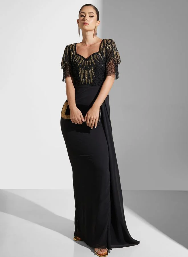 Virgos Lounge Embellished Pleated Dress