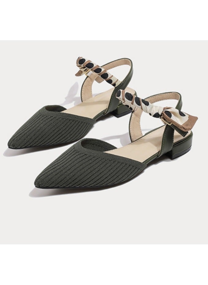 KUYING New Soft Sole Knitted Pointed Single Shoes - Image 1