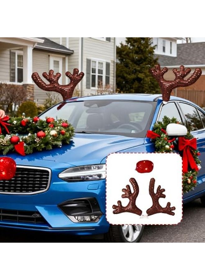 Brown LED Car Antlers Festive Holiday Decor With Bright Lights For Winter Celebration - Image 5