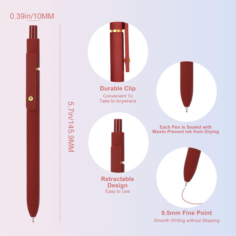 Ddaowanx Colorful Gel Pens, 0.5mm Fine Point Retractable, Cute Pens with Colored Writing and Sketching,Gifts for Women (12Pcs-Vintage Colors) - Image 2
