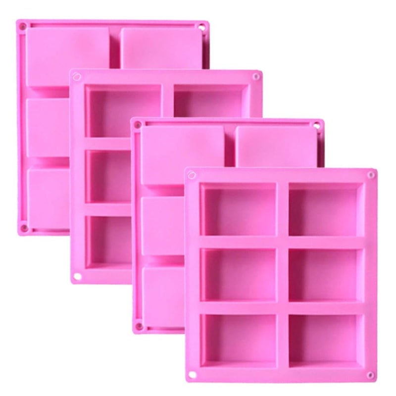 Fancypost 4-Piece Rice Snacks Molds Set - 6-Cavity Non-Stick Trays for Rice Krispies Treats, Chocolate, Brownie, Cornbread & Pudding | Candy & Baking Supplies for DIY Desserts - Image 1