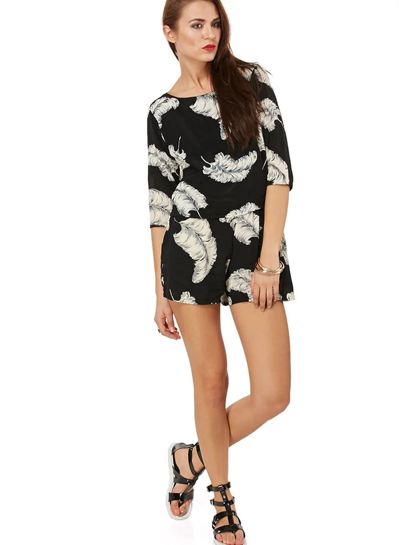 Motel Jessica Feather Print Playsuit