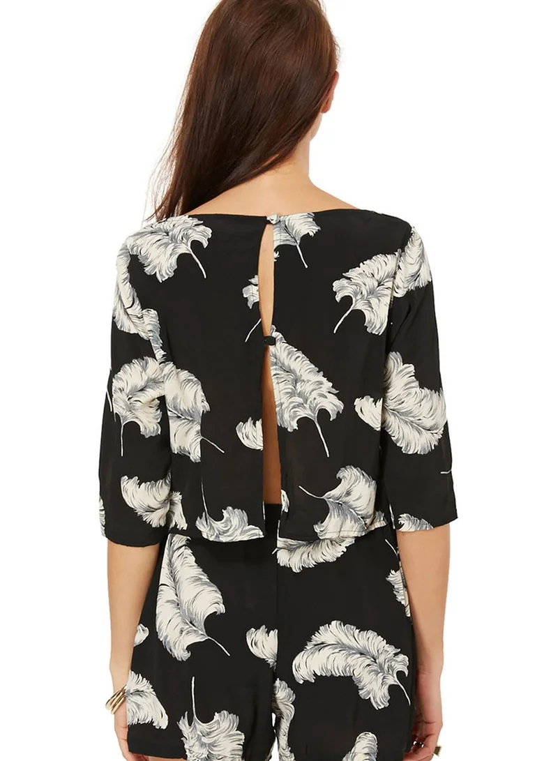 Motel Jessica Feather Print Playsuit