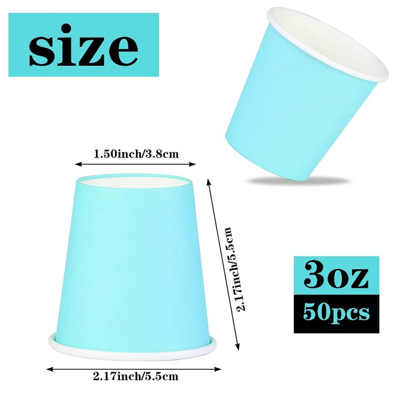 Huaiid Huaiid 3oz Paper Cups Bathroom Paper Cups Mouthroom Cups Espresso Cups Small Blue Paper Cups for Snack Bathroom Espresso Perfect for Home Condos Rvs Campers  50 Count (Pack of 1) - Image 2