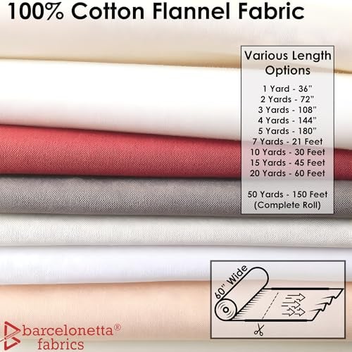 Barcelonetta | Cotton Flannel Fabric | 100% Cotton | 60 Inch Wide | Quilting, Blanket, Sewing, PJ, Shirt | Cloth, Solid (White 60W, 2 Yards) - Image 4