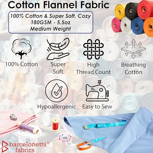 Barcelonetta | Cotton Flannel Fabric | 100% Cotton | 60 Inch Wide | Quilting, Blanket, Sewing, PJ, Shirt | Cloth, Solid (White 60W, 2 Yards) - Image 2