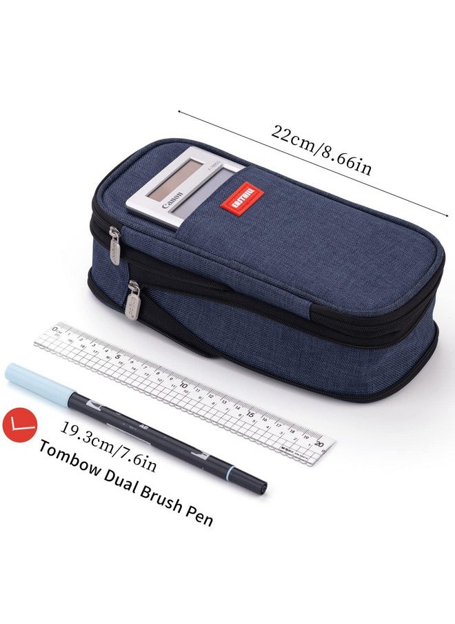 EASTHILL - EASTHILL Big Capacity Pencil Case Large Pencil Pouch Stationery Pen Bag for Teen Girls-Deep Blue - Image 1