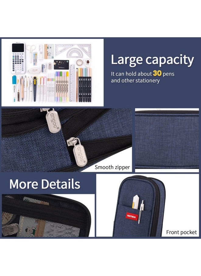 EASTHILL - EASTHILL Big Capacity Pencil Case Large Pencil Pouch Stationery Pen Bag for Teen Girls-Deep Blue - Image 1