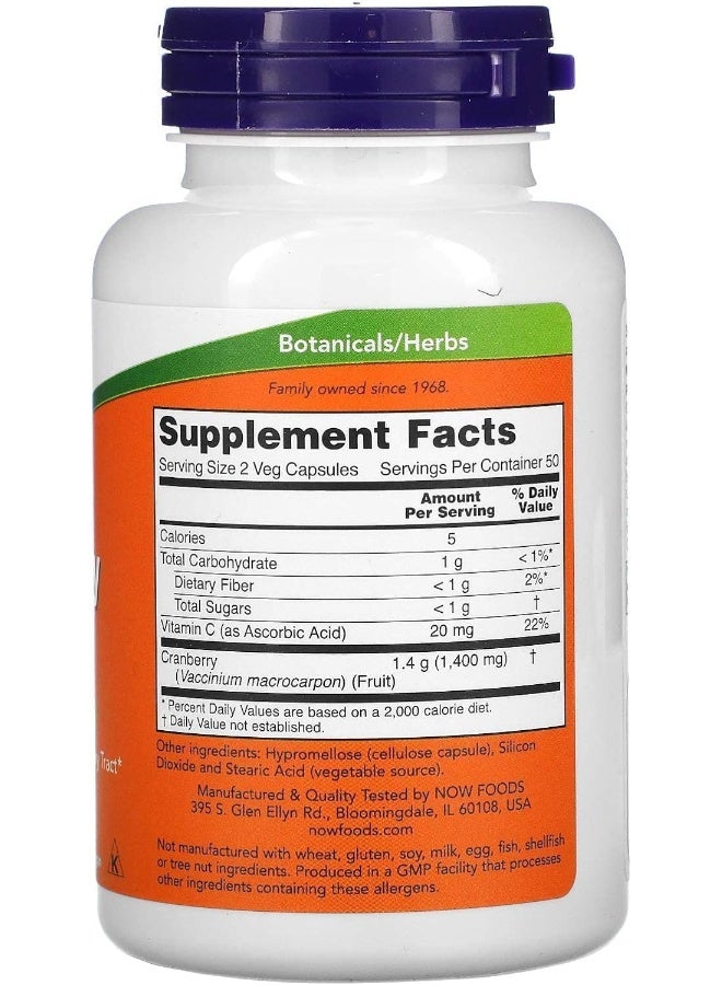 now Cranberry Caps 700Mg, 100 Capsules - Image 2