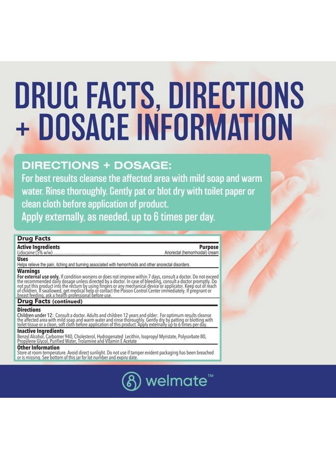 WELMATE 5% Lidocaine | Numbing Cream Maximum Strength | Topical Anesthetic | Aches, Back Pain, Itching, Soreness, Burning, Tattoos, & Bruises | Unscented | Vegan | Child Resistant Packaging | 5.5 Oz - Image 5