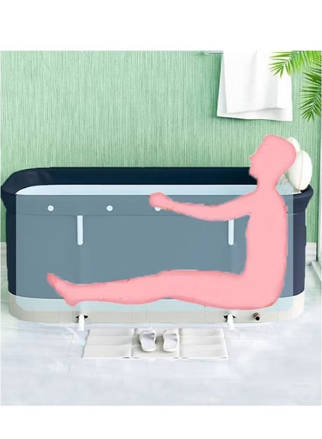 يوڠام حوض استحمام سبا كبير مقاوم للماء محمول وقابل للطي بدون نفخ للاستخدام المنزلي برميل استحمام للاستحمام المنفصل في الحمام للعائلة مناسب للبالغين والأطفال - Image 2