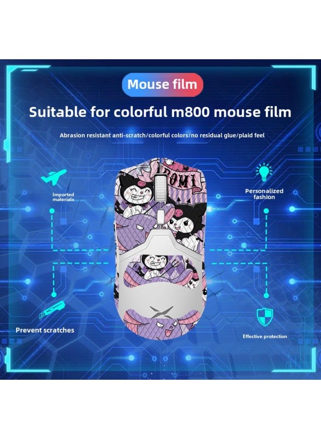 Generic Suitable For Colorful M800 Mouse Anti-slip Sticker Full Bag With Back Sticker M800PRO Lizard Skin Sweat-absorbent Breathable Batch Hair-Color:Colorful M800PRO-SY-037 White Gundam/White Diamond-All Inclusive  - Image 3