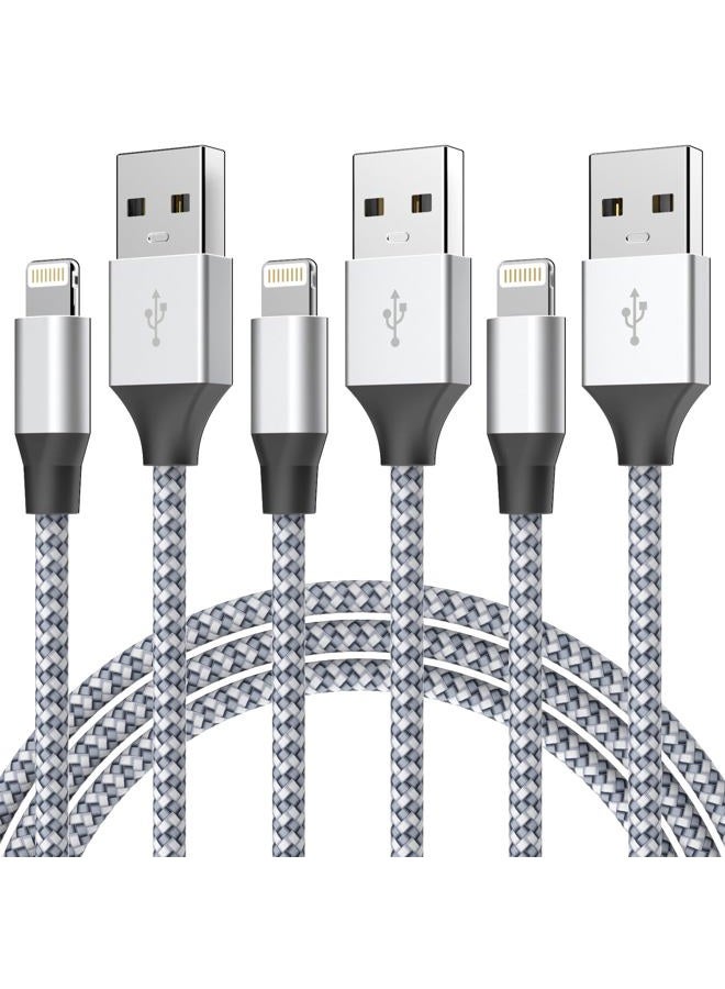 Aukelan Durable iPhone Charger Cord 6FT 3Pack [Apple MFi Certified] Lightning Cable Nylon Braided iPhone Cord Fast Charging iPhone Cable Compatible with iPhone 14/13/12 Pro Max/12Pro/11 - Image 1
