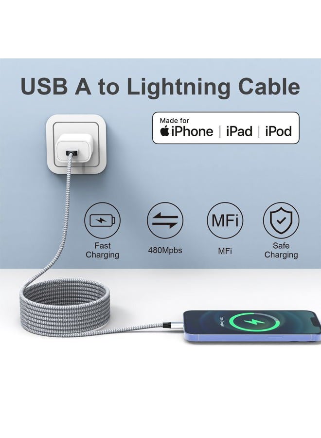 Aukelan Durable iPhone Charger Cord 6FT 3Pack [Apple MFi Certified] Lightning Cable Nylon Braided iPhone Cord Fast Charging iPhone Cable Compatible with iPhone 14/13/12 Pro Max/12Pro/11 - Image 3