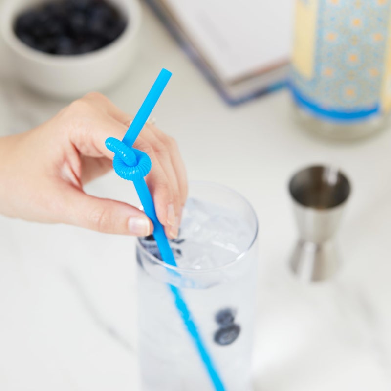 TRUE Ultra Bendy Disposable Flexible Long Straws for Cocktails Smoothies Iced Coffee  Home Bar  Party Supplies  Set of 50  Multicolor Plastic - Image 5