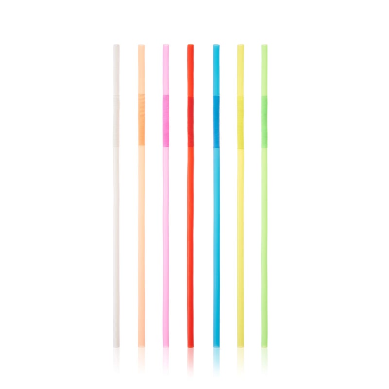 TRUE Ultra Bendy Disposable Flexible Long Straws for Cocktails Smoothies Iced Coffee  Home Bar  Party Supplies  Set of 50  Multicolor Plastic - Image 1