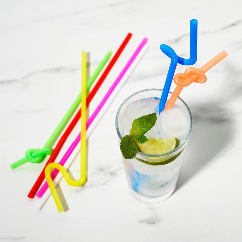 TRUE Ultra Bendy Disposable Flexible Long Straws for Cocktails Smoothies Iced Coffee  Home Bar  Party Supplies  Set of 50  Multicolor Plastic - Image 4