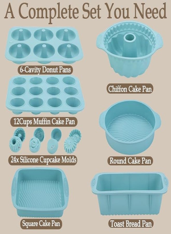 Ayedvan 30PCS Nonstick Silicone baking set,Silicone Cake Molds, Baking Sheet, Donut Pan for baking sets with 24 Pack Cupcake Mold Baking Cups - Image 3
