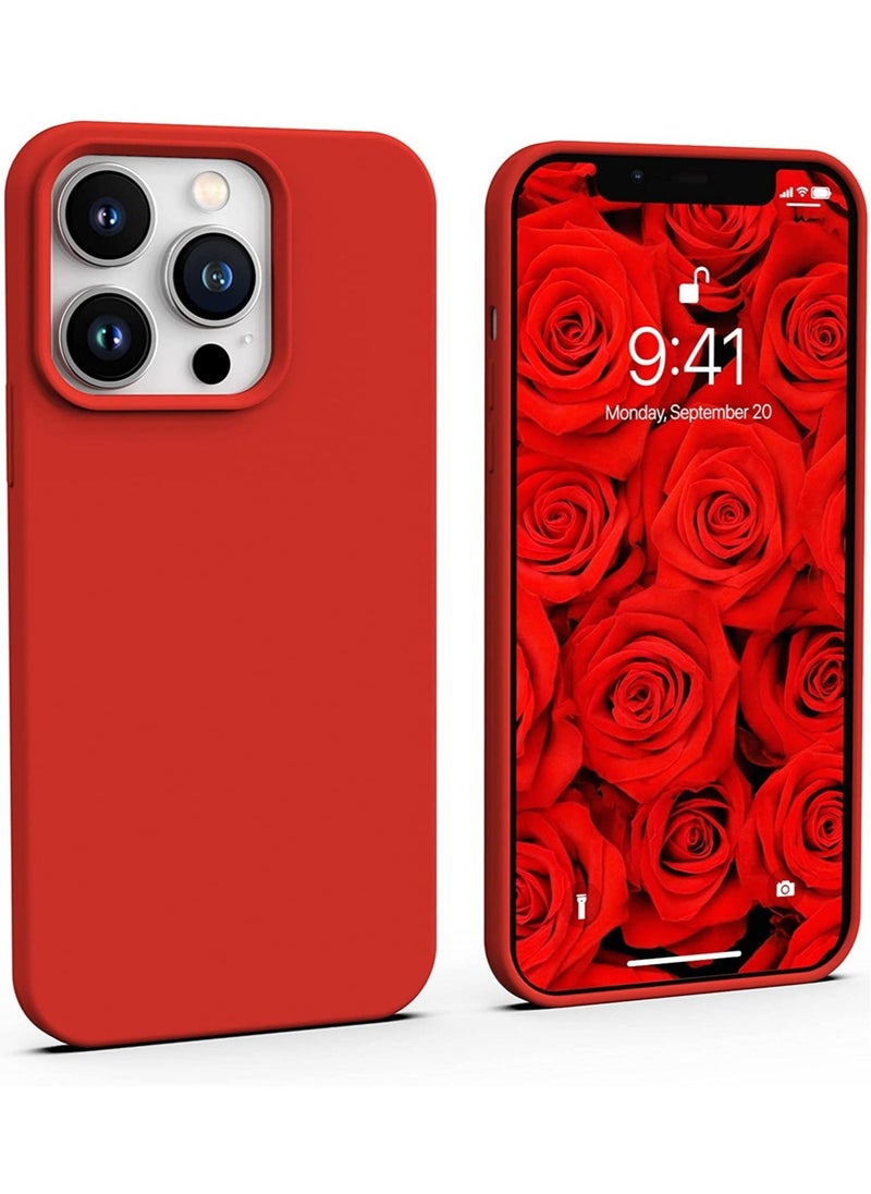 ELTRAZONE iPhone 14 Pro Max Case Red (2022), Liquid Silicone Case Phone Cover Slim Full Body Protective, Soft Anti-Scratch Microfiber Lining, Red Cute Men Women Cool [Shockproof], 6.7 inch 14PM - Red  - Image 1