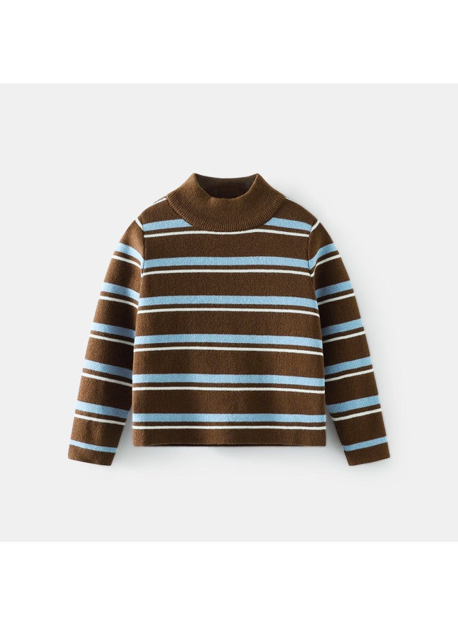 Base Layer Sweater Autumn Winter Children's Knitted Sweater Baby Warm Thickened Half-turtleneck Top - Image 3