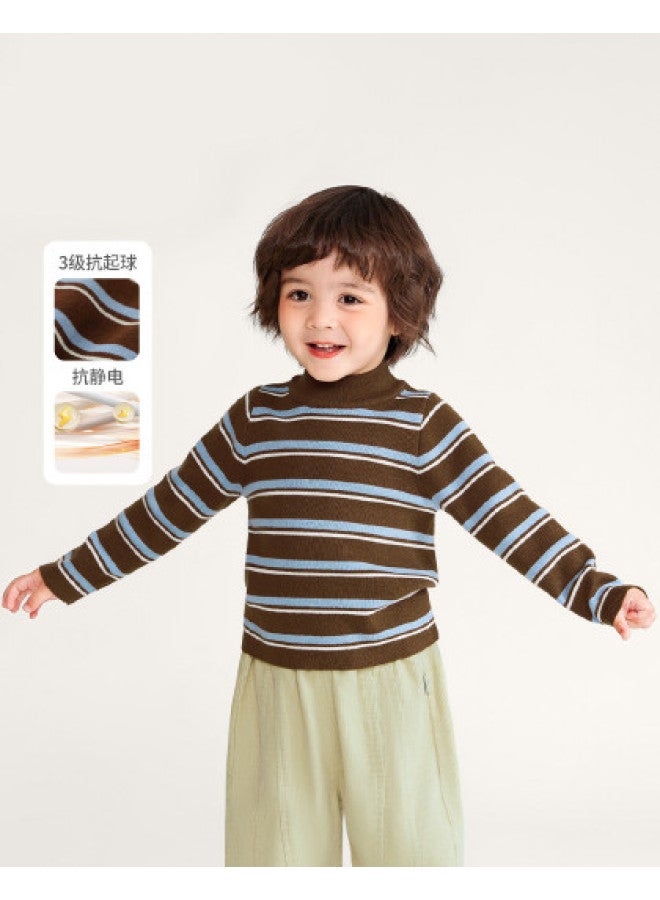 Base Layer Sweater Autumn Winter Children's Knitted Sweater Baby Warm Thickened Half-turtleneck Top - Image 1