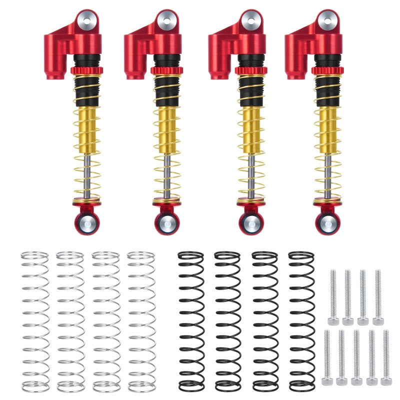 RCLions RC Shocks 43mm Adjustable Absorber Damper for 1:24th Axial SCX24 AXI90081 Deadbolt RC Crawler Car Upgrades (Red) - Image 1