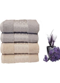 özdilek 4 Pieces Elissa Hand and Face Towel Gray Beige 