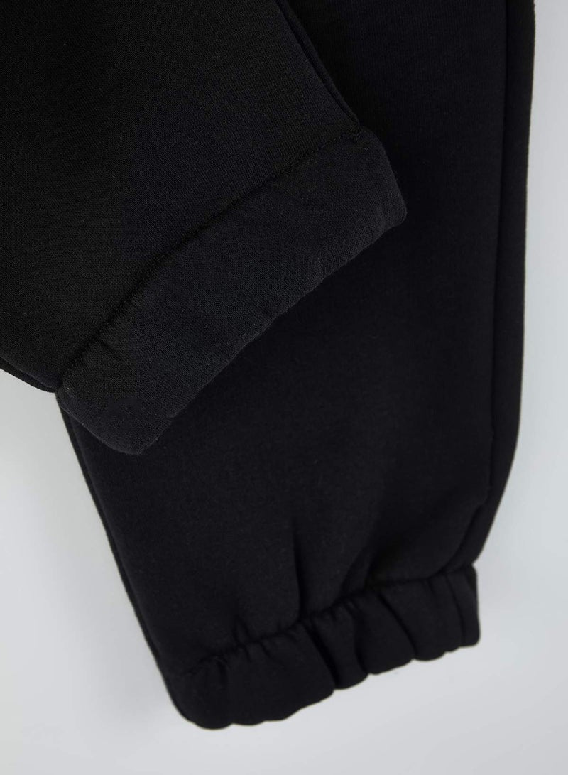trendyol Black Regular/Normal Cut Rubber Leg Thick Inner Hooded Sweatpants - Image 5
