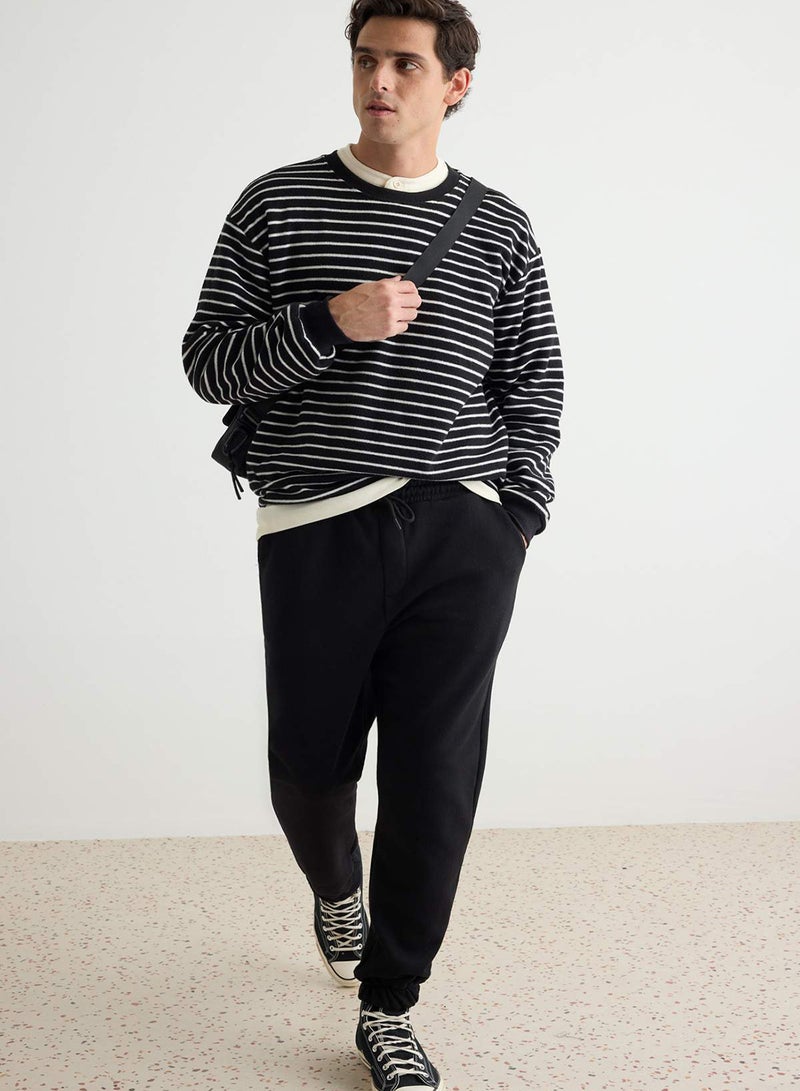 trendyol Black Regular/Normal Cut Rubber Leg Thick Inner Hooded Sweatpants - Image 3