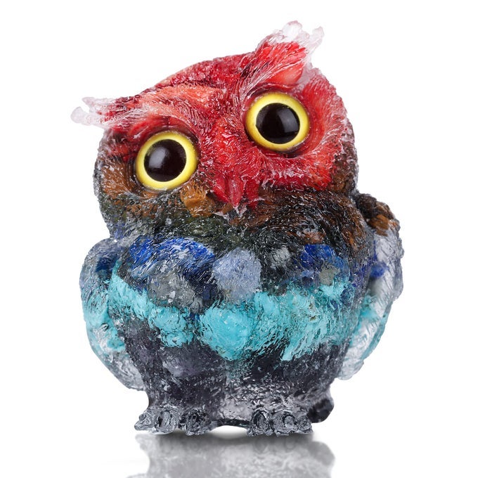 HANDCARVED NATURAL CRYSTAL OWL STATUE REIKI HEALING GEMSTONE ANIMAL FIGURINES HOME OFFICE CAR DECORATION THE BEST GIFTS 24 INCHES