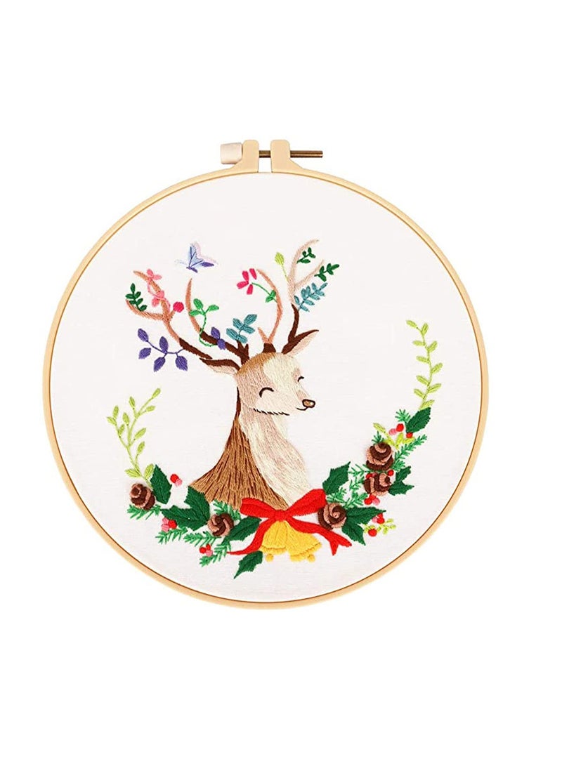 Zikra Embroidery Starter Kit with Pattern and Instruction 3 Sets Cross Stitch Kit Include Embroidery with Plants Flowers Pattern 1 Embroidery Hoops Color Threads and Tools - Image 4