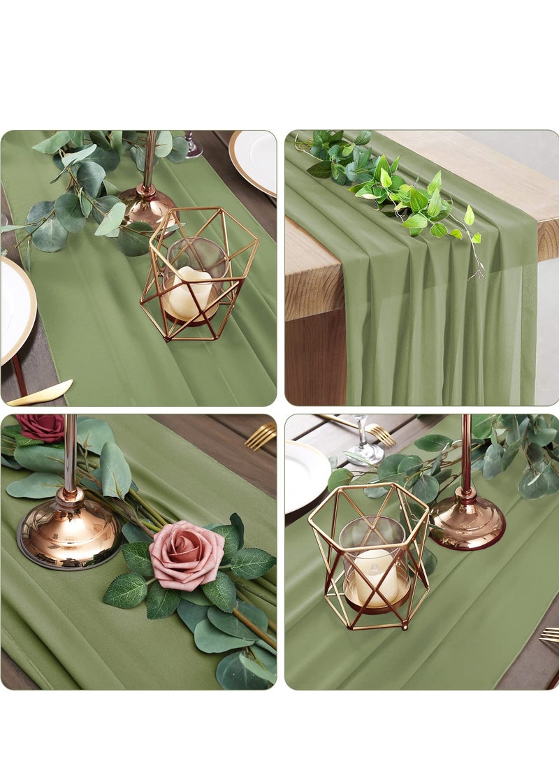 Dusty Rose 10FT Chiffon Table Runner 27x120 Inches Romantic Sheer Fabric for Wedding Decorations Baby Shower Bridal and Birthday Party Cake Tulle Drapery