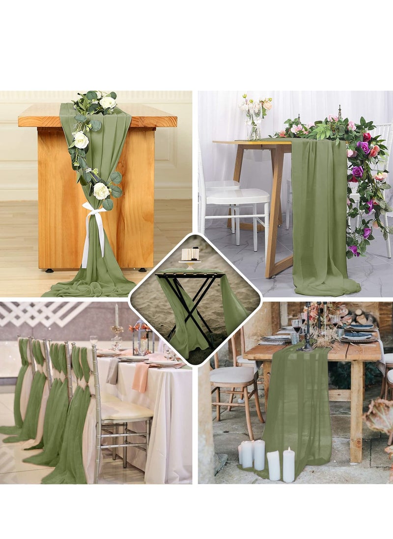 Dusty Rose 10FT Chiffon Table Runner 27x120 Inches Romantic Sheer Fabric for Wedding Decorations Baby Shower Bridal and Birthday Party Cake Tulle Drapery