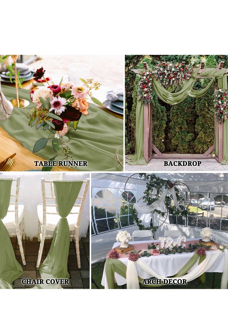Dusty Rose 10FT Chiffon Table Runner 27x120 Inches Romantic Sheer Fabric for Wedding Decorations Baby Shower Bridal and Birthday Party Cake Tulle Drapery