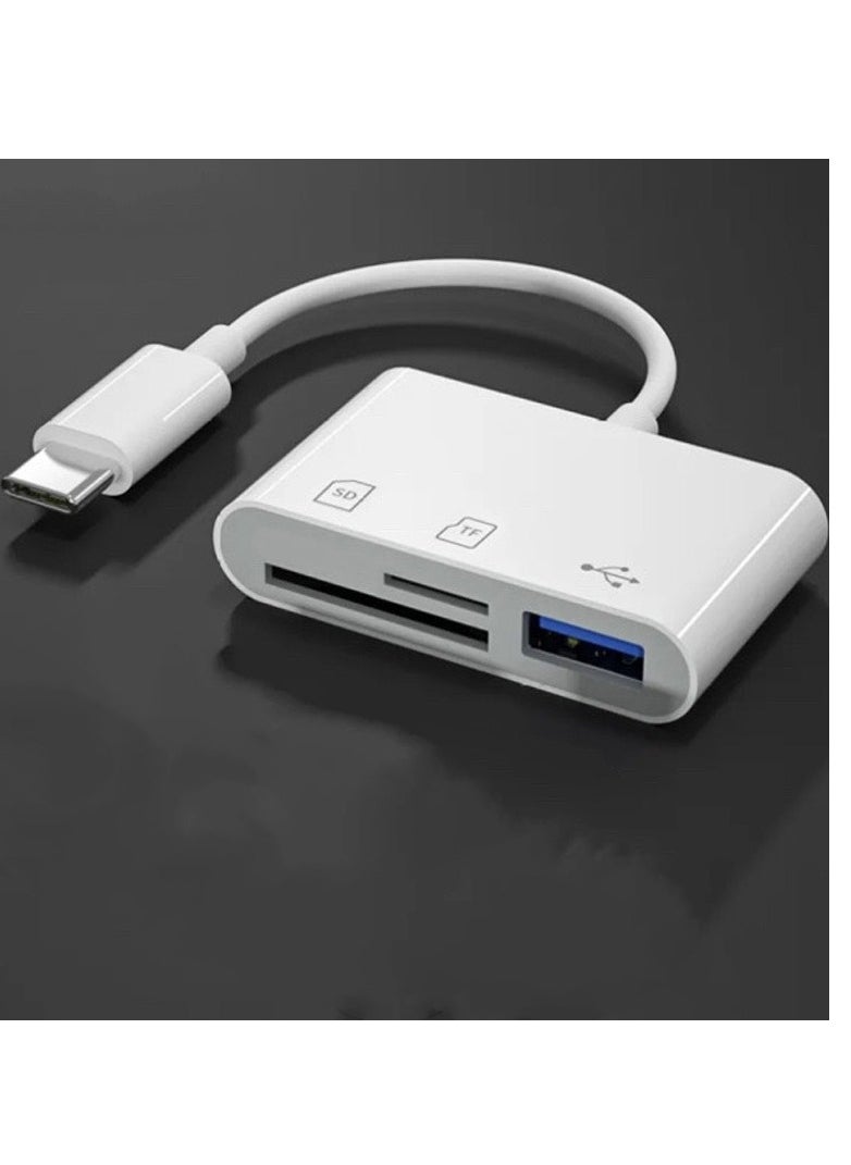 ماركة غير محددة قارئ بطاقات USB C SD متعدد الوظائف 3 في 1 متعدد الوظائف، قارئ بطاقات USB C إلى قارئ بطاقات محول USB C، محول بطاقة TF مع دعم مزدوج للقراءة/الكتابة لأجهزة iPhone 15 Pro Max وiPad Pro/Air/Mini وMac وMac وMacBook Pro/Air والمزيد من أجهزة USB-C/النوع C  - Image 2