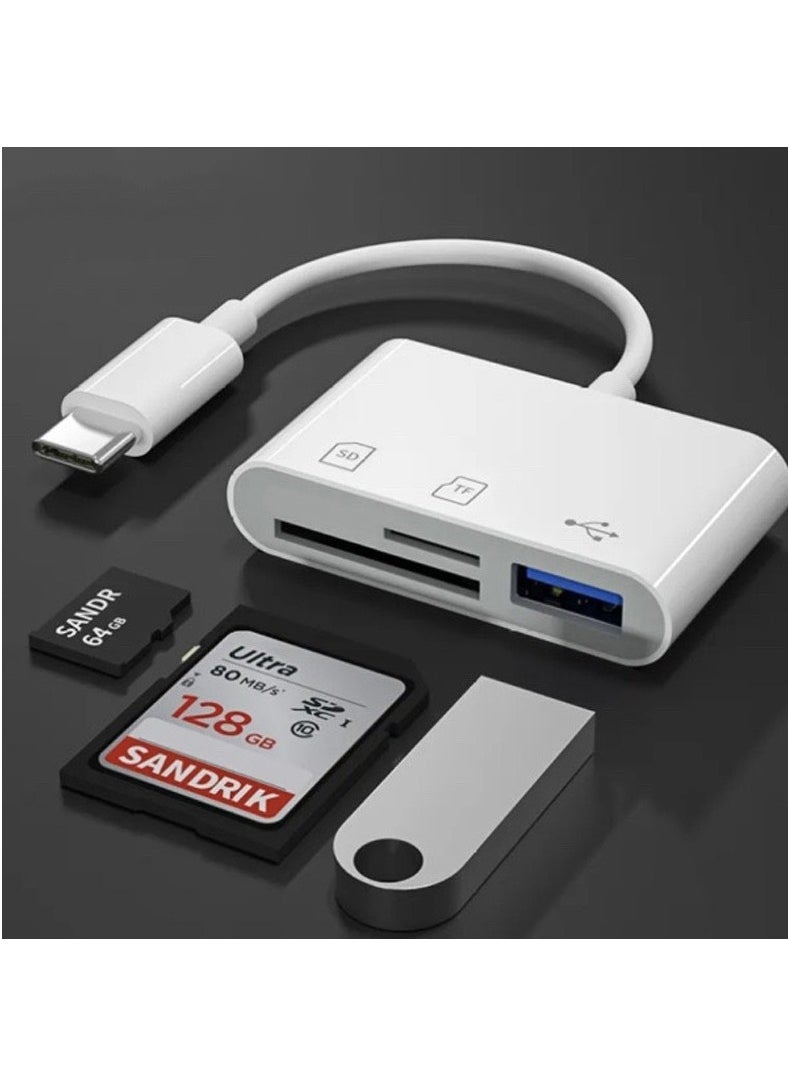 ماركة غير محددة قارئ بطاقات USB C SD متعدد الوظائف 3 في 1 متعدد الوظائف، قارئ بطاقات USB C إلى قارئ بطاقات محول USB C، محول بطاقة TF مع دعم مزدوج للقراءة/الكتابة لأجهزة iPhone 15 Pro Max وiPad Pro/Air/Mini وMac وMac وMacBook Pro/Air والمزيد من أجهزة USB-C/النوع C  - Image 4