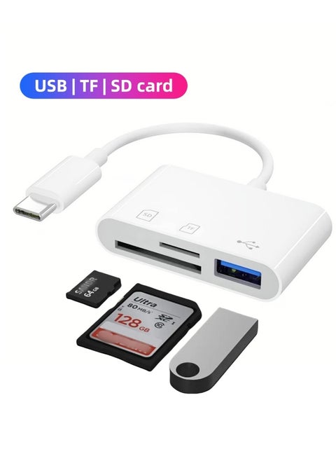 3-in-1 Multi-Function USB C SD Card Reader, Type C to USB C Adapter Card Reader, TF Card Adapter with Dual Read/Write Support for iPhone 15 Pro Max, iPad Pro/Air/Mini, Mac, MacBook Pro/Air, and More USB-C/Type C Devices
